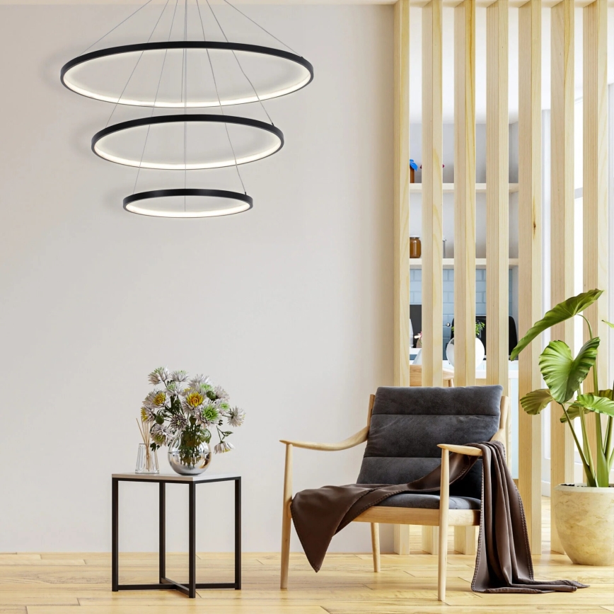 LED ljuskrona med textilsladd LEA LED/60W/230V 4000K diameter 80 cm svart