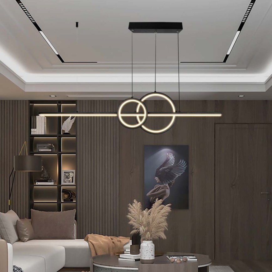 LED ljuskrona med textilsladd LED/15W/230V 4000K 80 cm svart