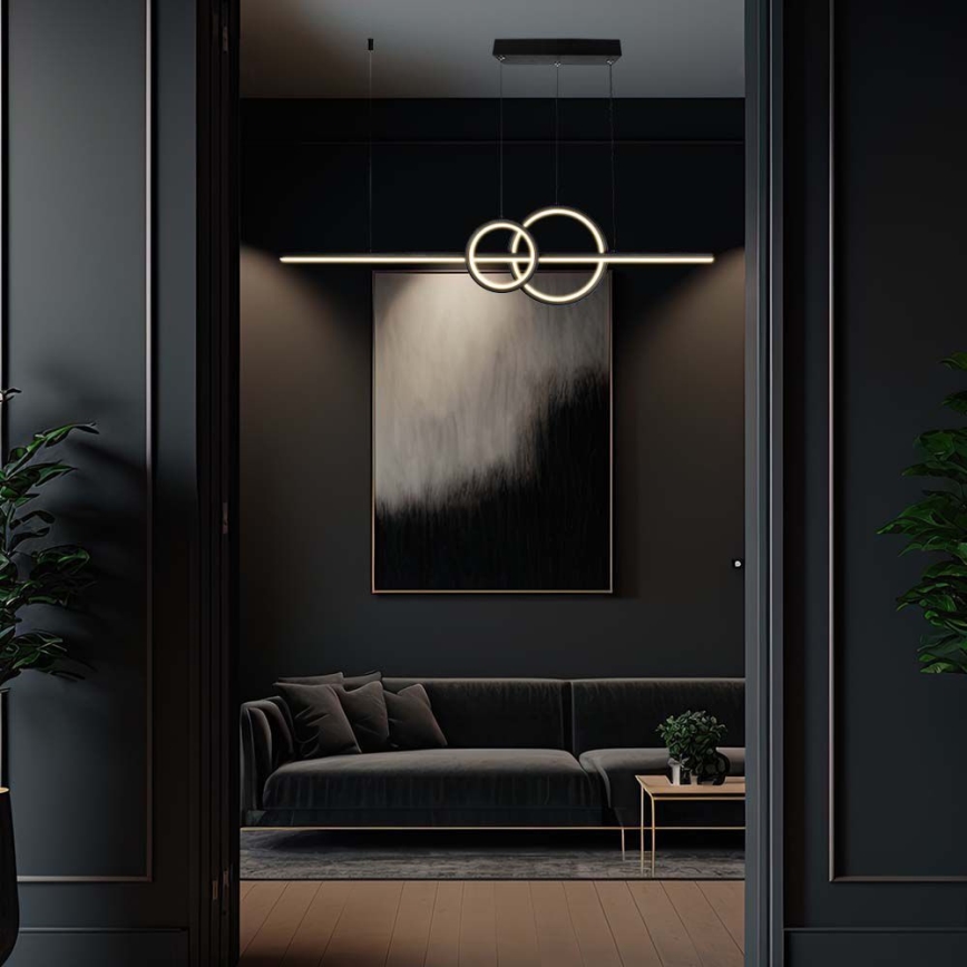 LED ljuskrona med textilsladd LED/15W/230V 4000K 80 cm svart