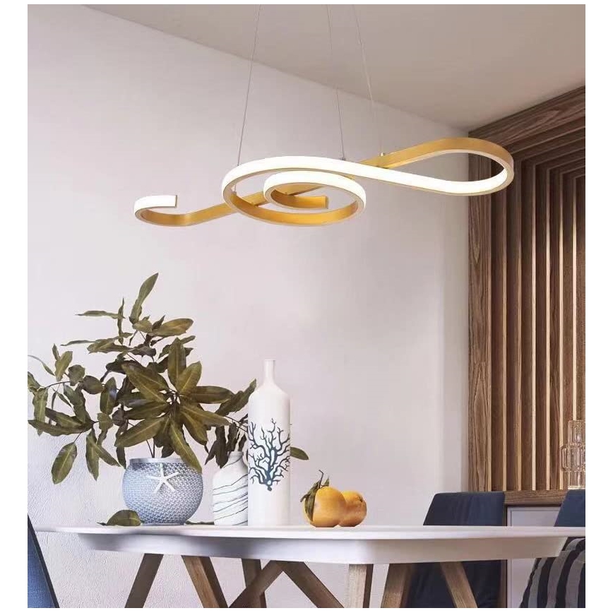 LED ljuskrona med textilsladd LED/18W/230V 3000K guld