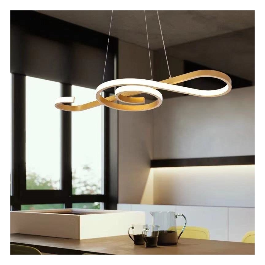 LED ljuskrona med textilsladd LED/18W/230V 3000K guld