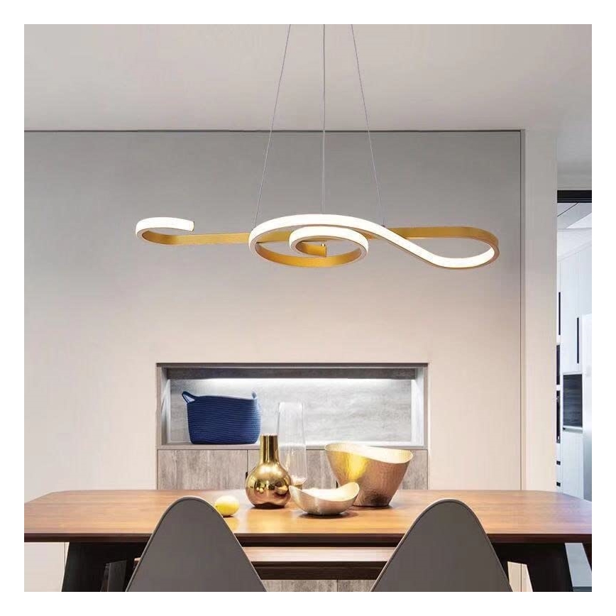 LED ljuskrona med textilsladd LED/18W/230V 3000K guld