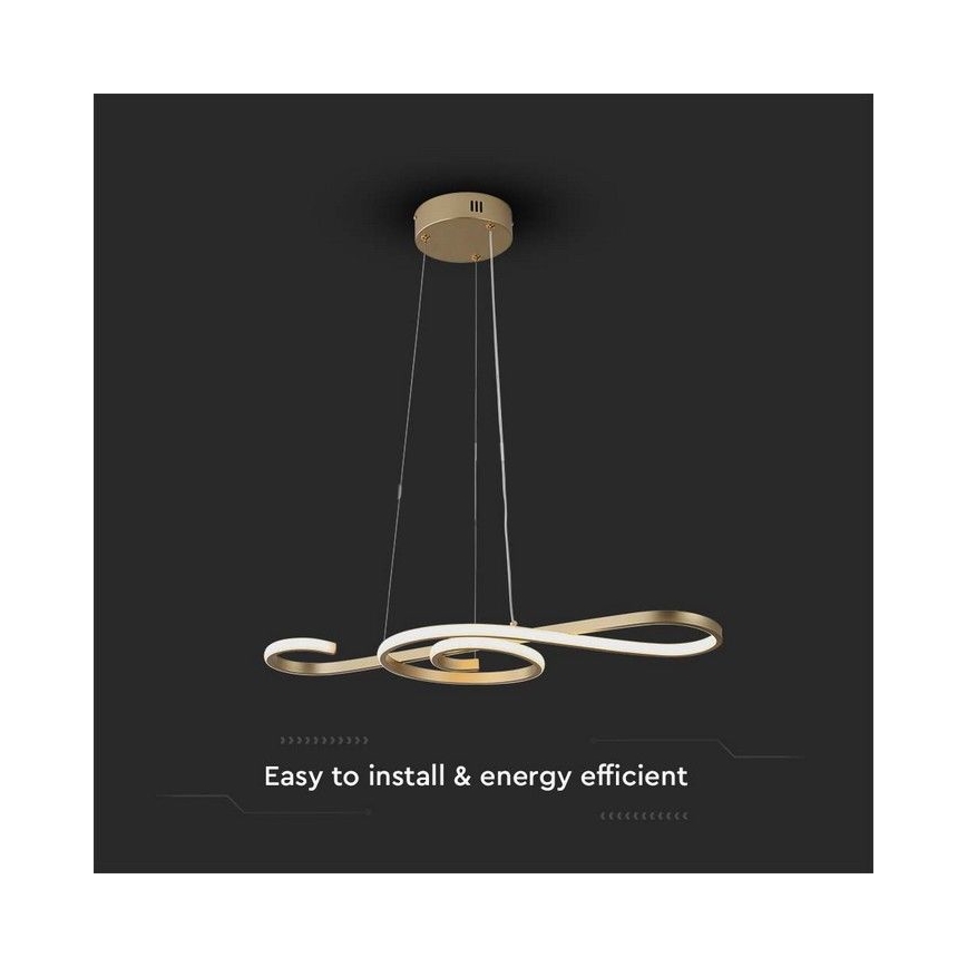 LED ljuskrona med textilsladd LED/18W/230V 3000K guld