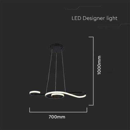 LED ljuskrona med textilsladd LED/18W/230V 3000K svart