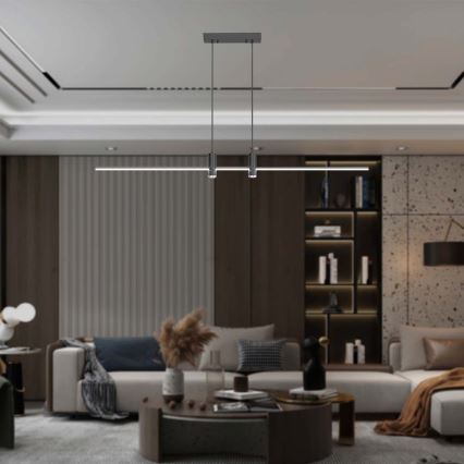 LED ljuskrona med textilsladd LED/19W/230V 4000K svart