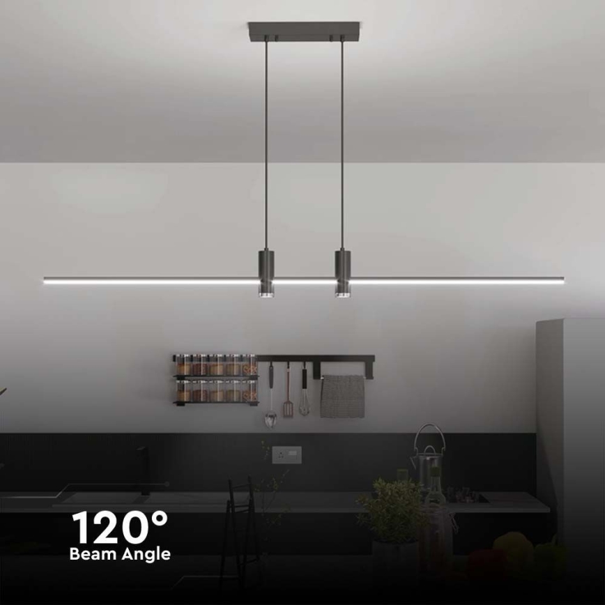 LED ljuskrona med textilsladd LED/19W/230V 4000K svart