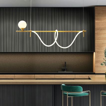 LED ljuskrona med textilsladd LED/20W/230V + 1xG9/10W/230V 3000K guld