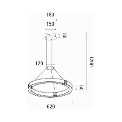 LED ljuskrona med textilsladd LED/21W/230V 3000K 42x120 cm
