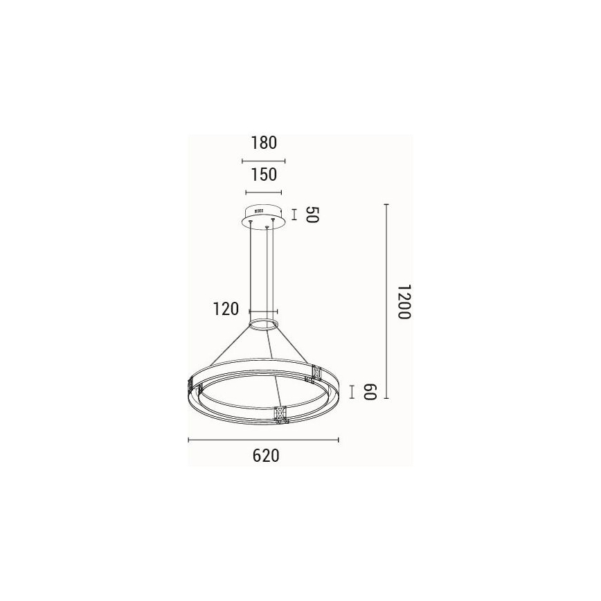 LED ljuskrona med textilsladd LED/21W/230V 3000K 42x120 cm
