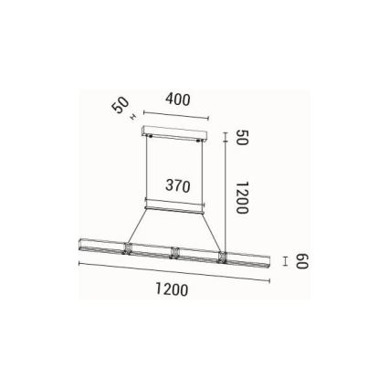LED ljuskrona med textilsladd LED/21W/230V 3000K 45x120 cm