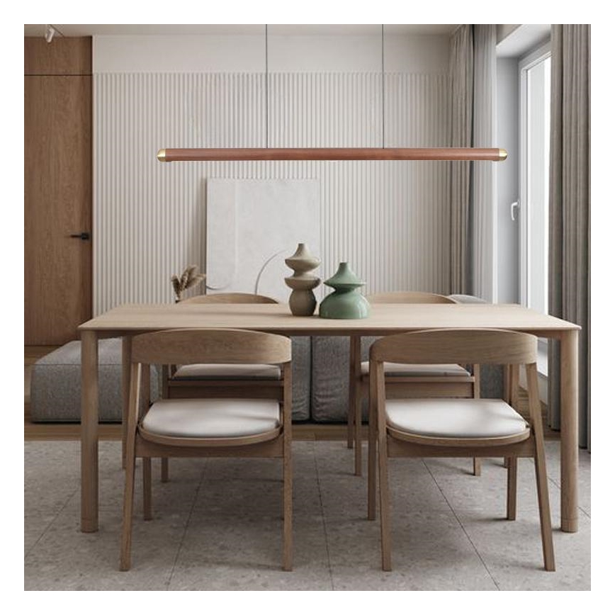 LED ljuskrona med textilsladd LED/22W/230V 4000K 120 cm ask/massivt trä