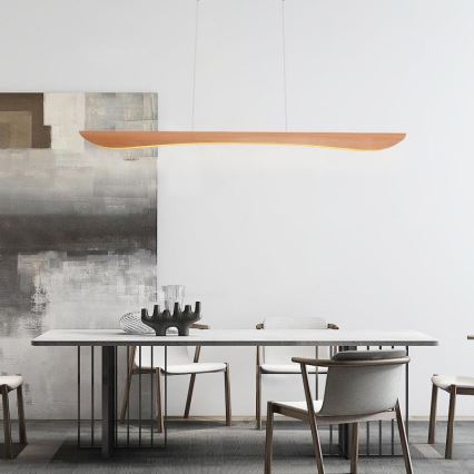 LED ljuskrona med textilsladd LED/22W/230V 4000K 120 cm bok/massivt trä