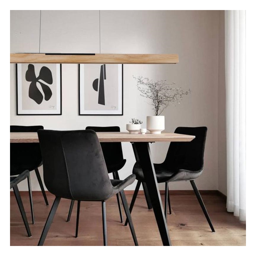 LED ljuskrona med textilsladd LED/22W/230V 4000K 120 cm tall/massivt trä