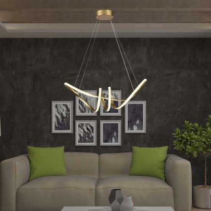 LED ljuskrona med textilsladd LED/24W/230V 3000K guld