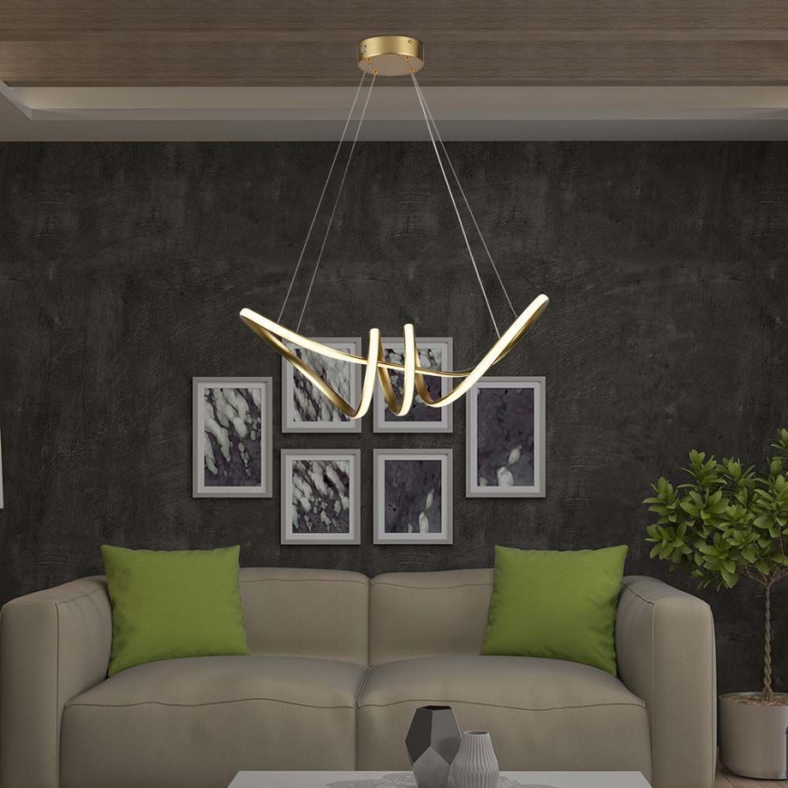 LED ljuskrona med textilsladd LED/24W/230V 3000K guld