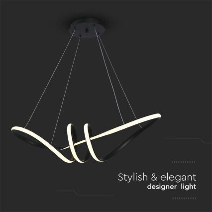 LED ljuskrona med textilsladd LED/24W/230V 3000K svart