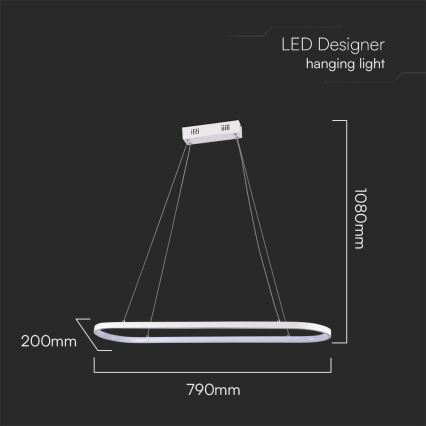 LED ljuskrona med textilsladd LED/24W/230V 3000K vit