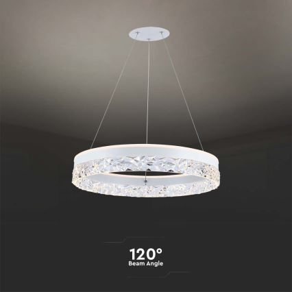 LED ljuskrona med textilsladd LED/25W/230V 3000K diameter 50 cm vit