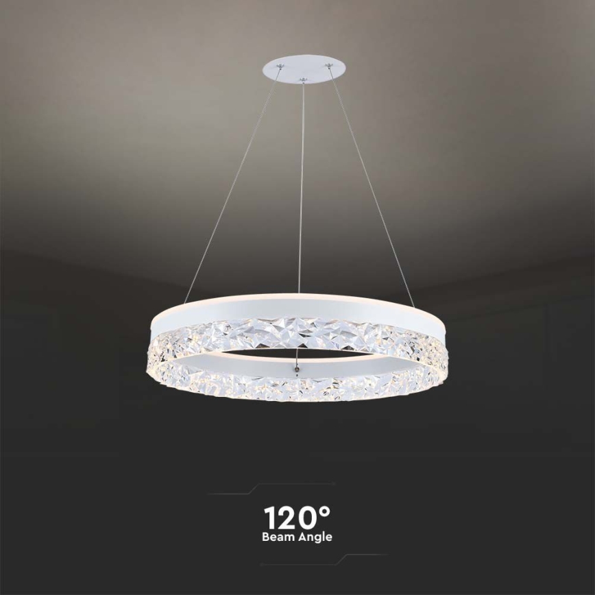 LED ljuskrona med textilsladd LED/25W/230V 3000K diameter 50 cm vit