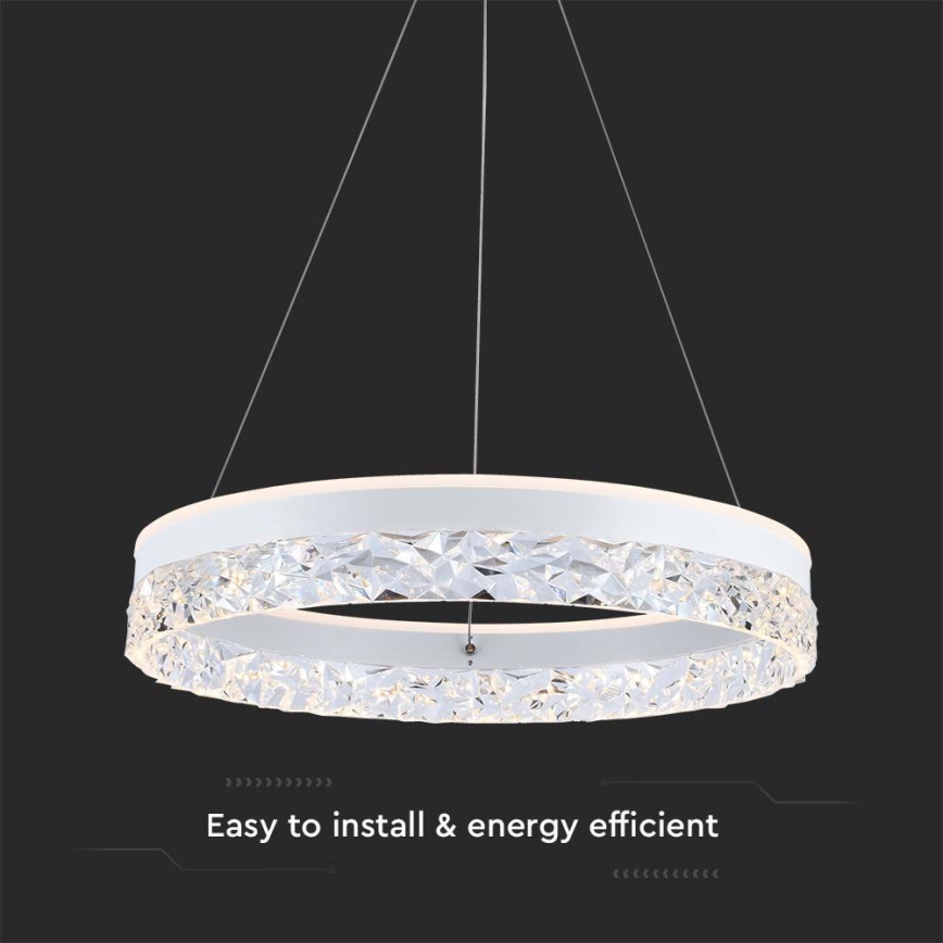 LED ljuskrona med textilsladd LED/25W/230V 3000K diameter 50 cm vit