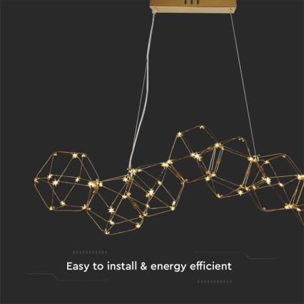 LED ljuskrona med textilsladd LED/28W/230V 3000K guld