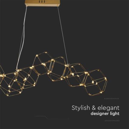 LED ljuskrona med textilsladd LED/28W/230V 3000K guld