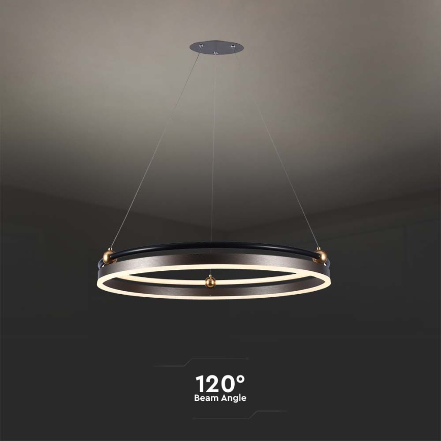 LED ljuskrona med textilsladd LED/30W/230V 3000K diameter 62 cm brun