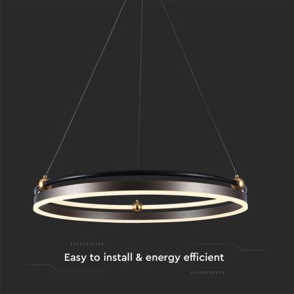 LED ljuskrona med textilsladd LED/30W/230V 3000K diameter 62 cm brun