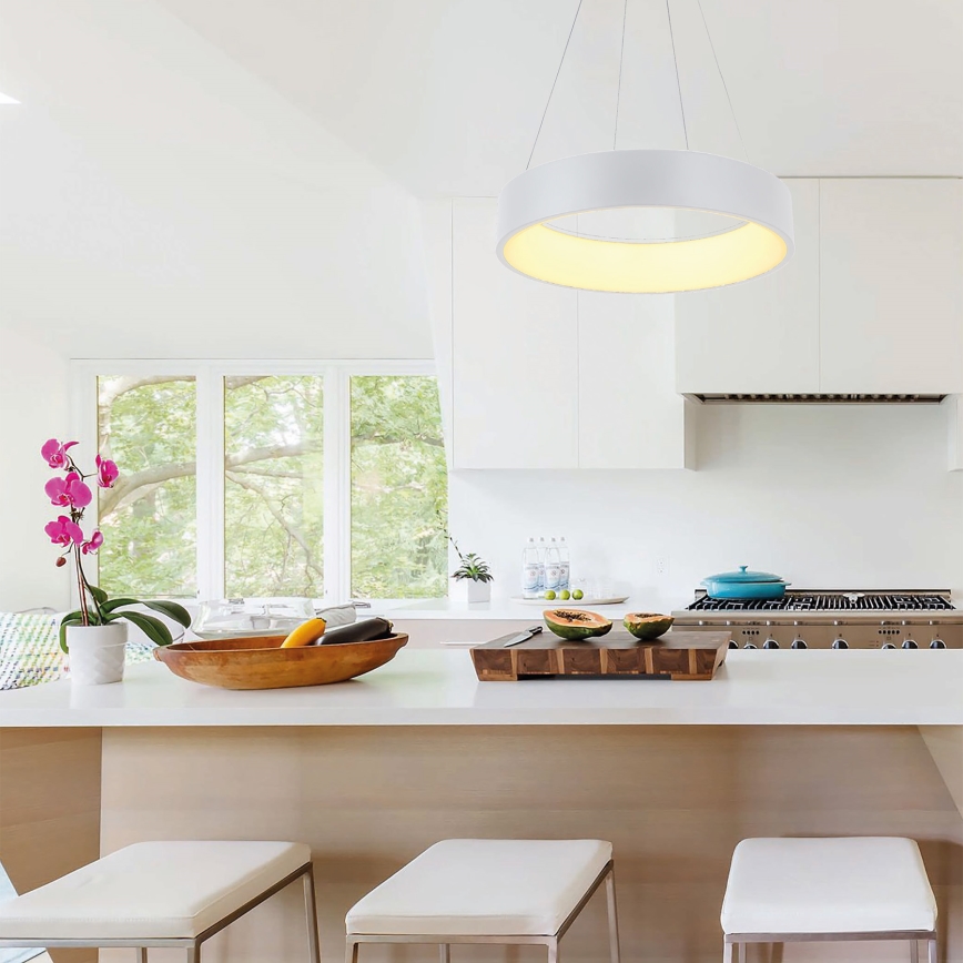 LED ljuskrona med textilsladd LED/30W/230V 4000K diameter 45 cm vit