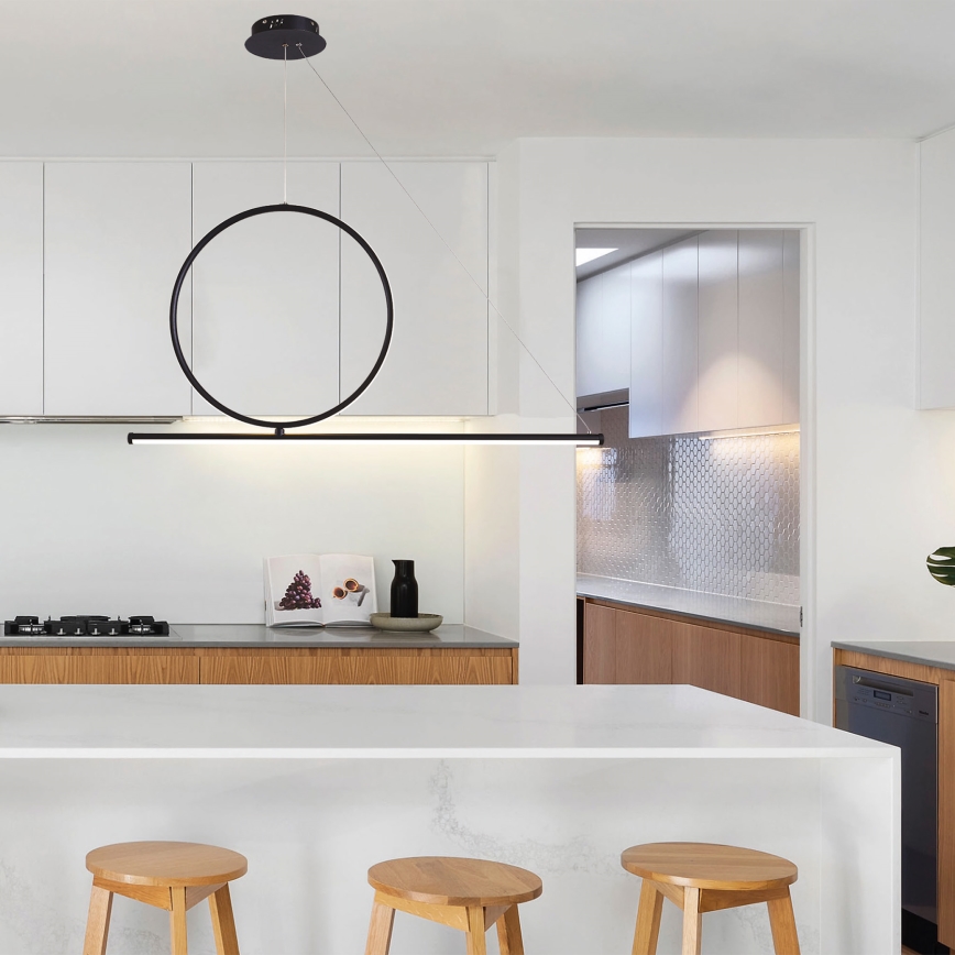 LED ljuskrona med textilsladd LED/32W/230V 3000K svart