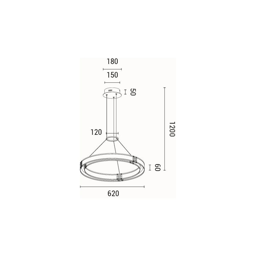 LED ljuskrona med textilsladd LED/33W/230V 3000K 62x120 cm