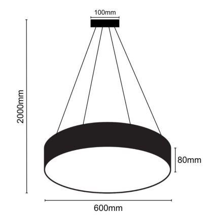 LED ljuskrona med textilsladd LED/35W/230V 4000K diameter 60 cm