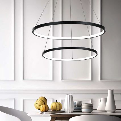 LED ljuskrona med textilsladd LED/37W/230V 3000K svart