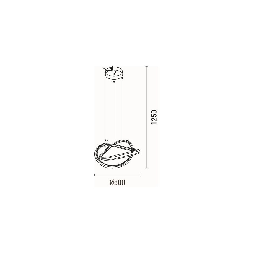 LED ljuskrona med textilsladd LED/38W/230V 3000K 50x120 cm