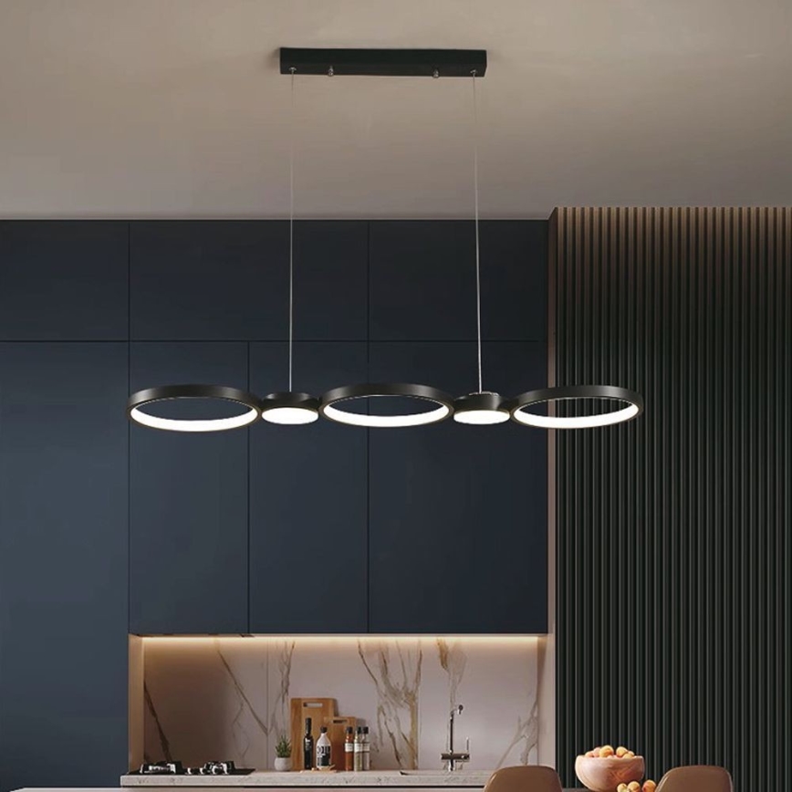 LED ljuskrona med textilsladd LED/38W/230V 3000K svart