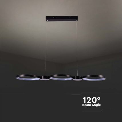 LED ljuskrona med textilsladd LED/38W/230V 3000K svart
