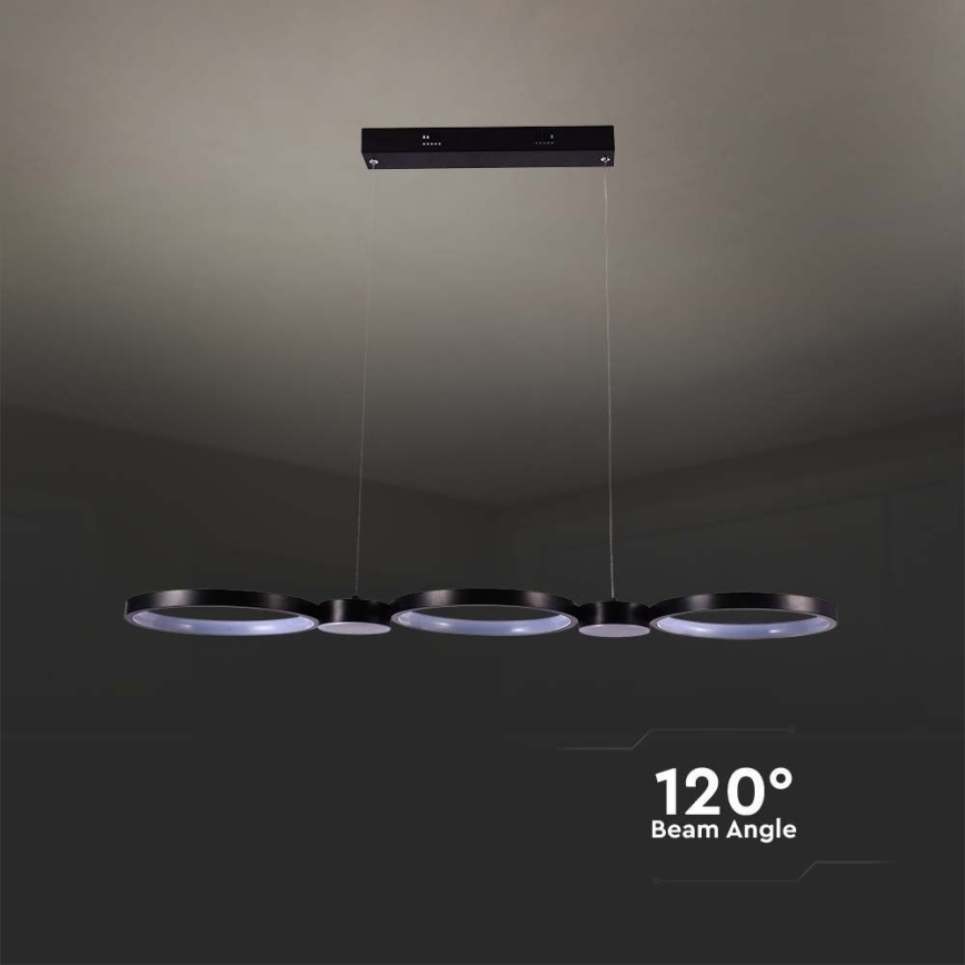 LED ljuskrona med textilsladd LED/38W/230V 3000K svart