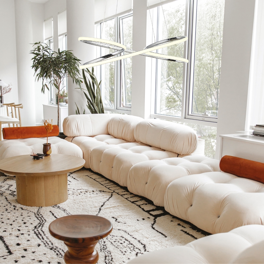 LED ljuskrona med textilsladd LED/40W/230V 4000K skinande krom