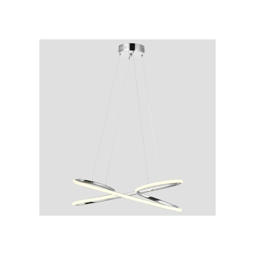 LED ljuskrona med textilsladd LED/40W/230V 4000K skinande krom