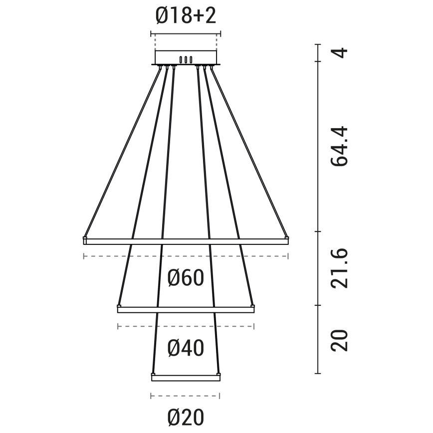 LED ljuskrona med textilsladd LED/42W/230V 3000K svart