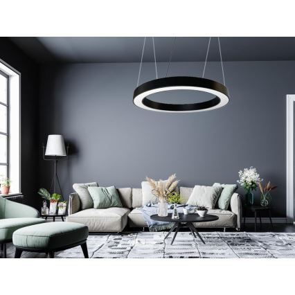 LED ljuskrona med textilsladd LED/50W/230V 4000K diameter 100 cm svart