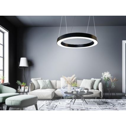 LED ljuskrona med textilsladd LED/50W/230V 4000K diameter 100 cm svart