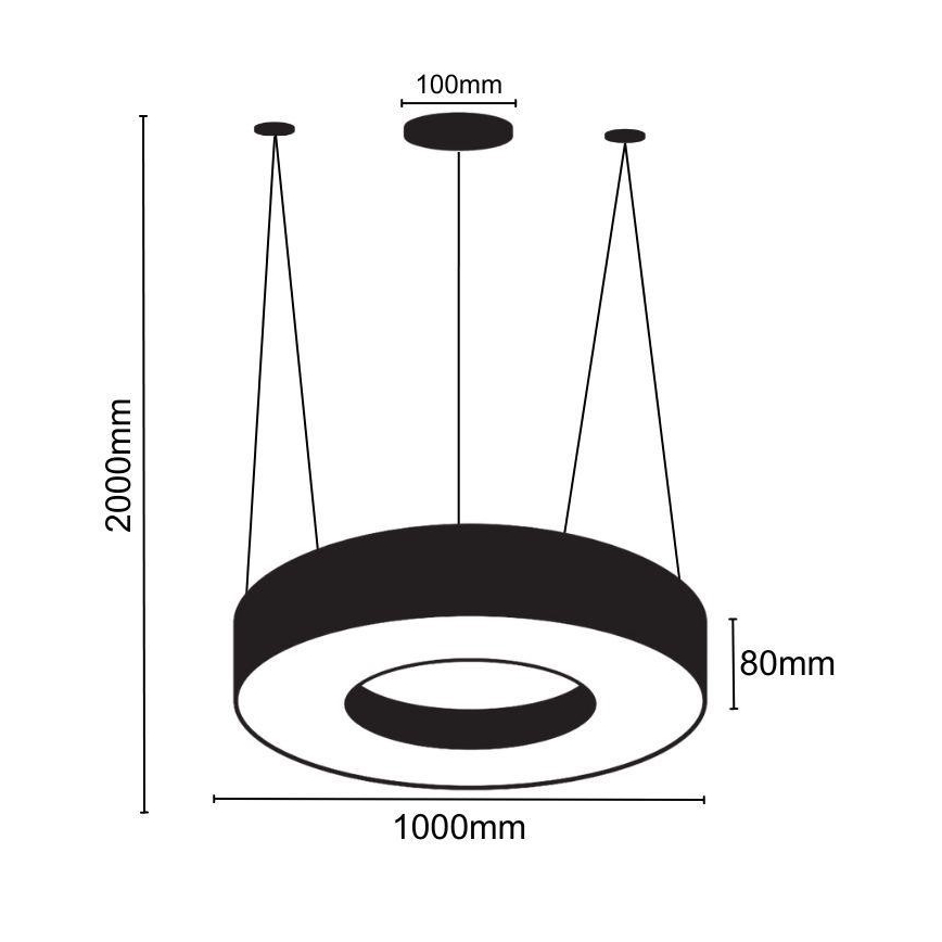 LED ljuskrona med textilsladd LED/50W/230V 4000K diameter 100 cm svart
