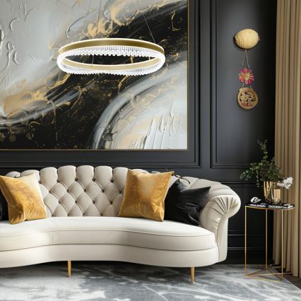 LED ljuskrona med textilsladd LED/52W/230V diameter 60 cm guld