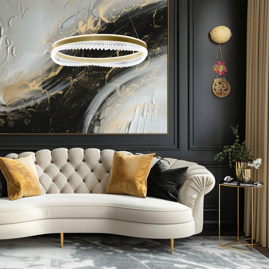 LED ljuskrona med textilsladd LED/52W/230V diameter 60 cm guld