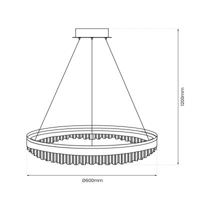LED ljuskrona med textilsladd LED/52W/230V diameter 60 cm guld
