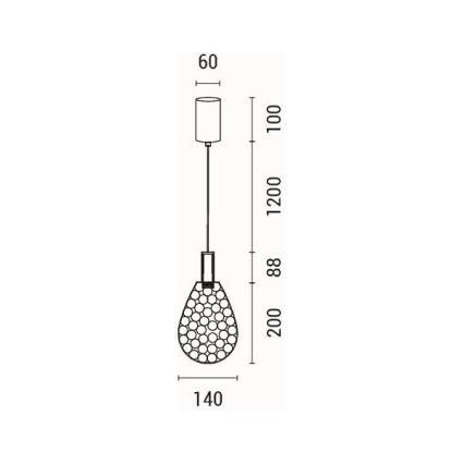 LED ljuskrona med textilsladd LED/6,3W/230V 3000K guld diameter 14 cm