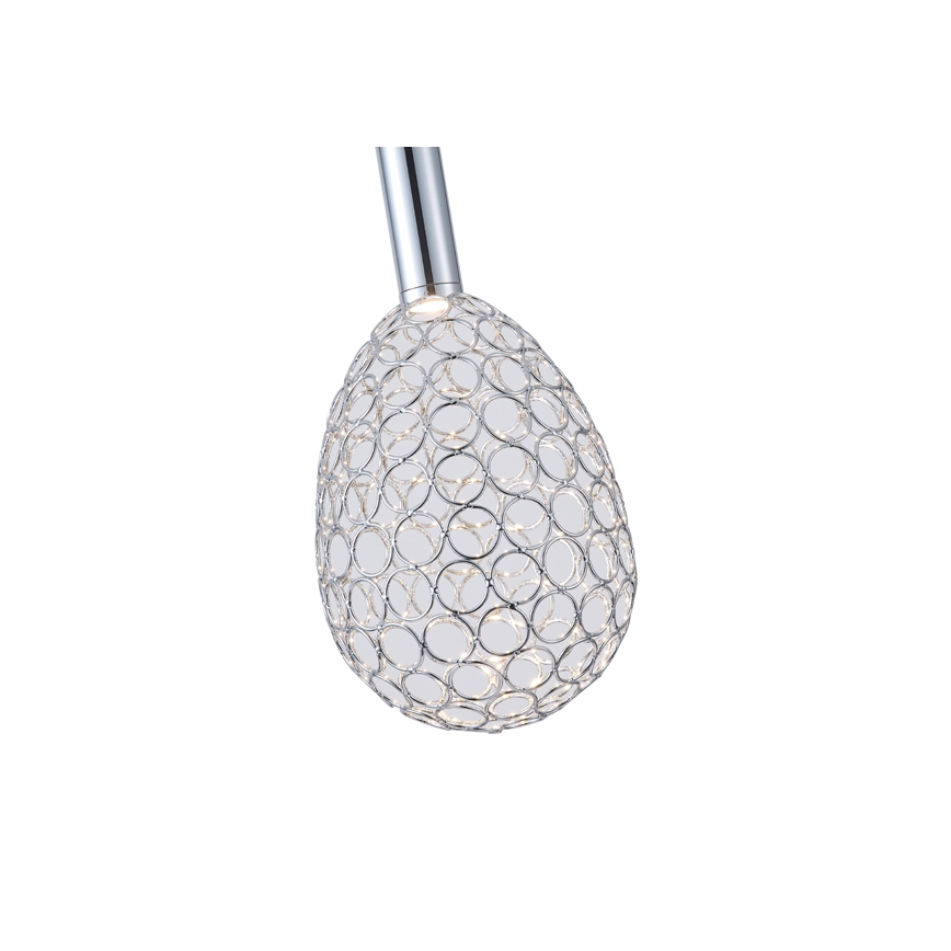 LED ljuskrona med textilsladd LED/6,3W/230V 3000K skinande krom diameter 14 cm