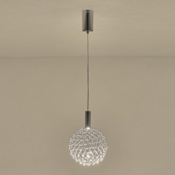 LED ljuskrona med textilsladd LED/6,3W/230V 3000K skinande krom diameter 25 cm