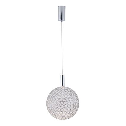 LED ljuskrona med textilsladd LED/6,3W/230V 3000K skinande krom diameter 25 cm